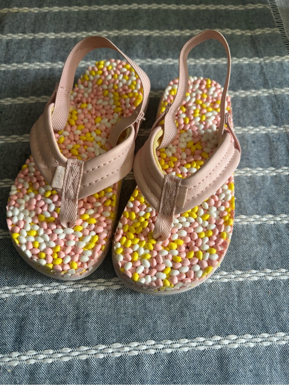 Sanuk Pink Kids Beaded Foam Slingback Sandals